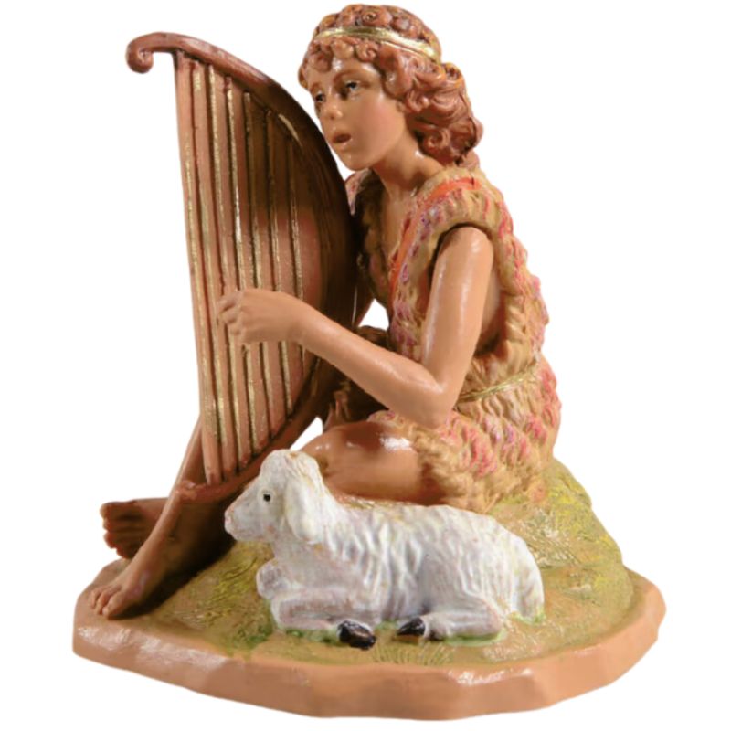 Fontanini 7.5" Azarel the Sitting Shepherd with Harp (20-52792)