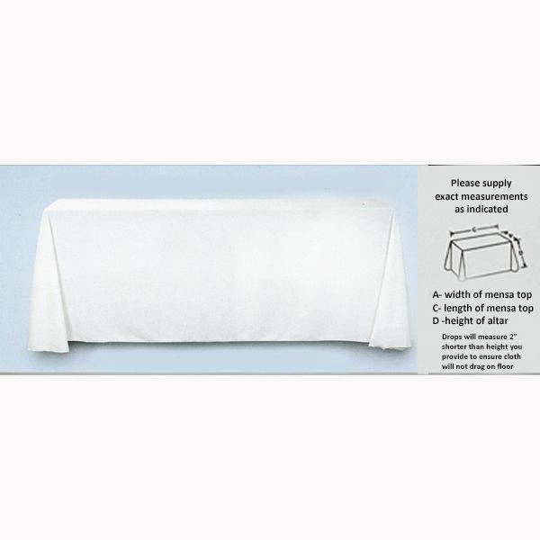 Beau Veste Laudian White Altar Cover has No Design and the Mensa Length is up to 96 Inches-33LF-96 …