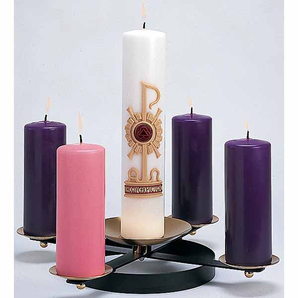 FREE SHIPPING on K Brand Black Wrought Iron Church Advent Wreath 3" x 20" Brass Accents-K178