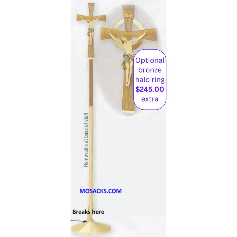 K Brand Walnut and Bronze Processional Crucifix 72" high  14-K960 FREE SHIPPING