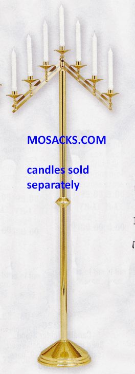 KBrand Ecclesiastical Brass Highly Polished Floor Candelabra with Adjustable Arms is 60" high with …