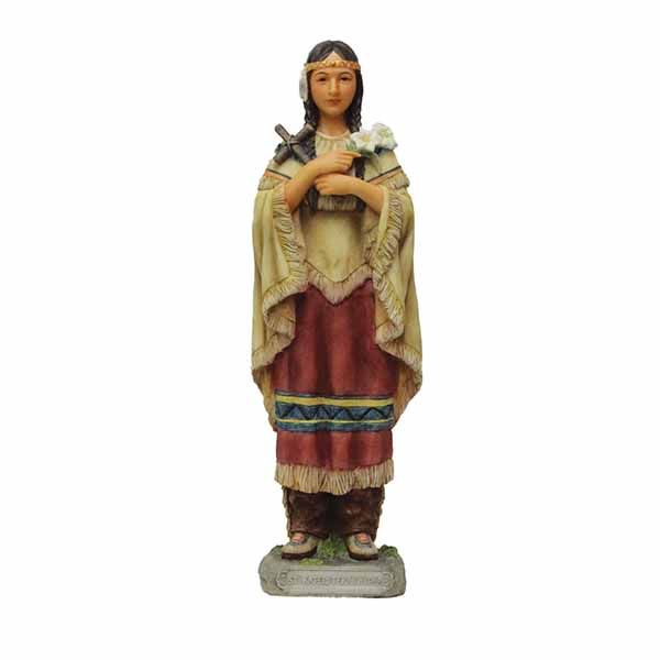 Saint Kateri Tekakwitha Veronese handpainted Color Statue 8" SR76433C