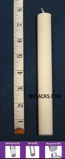 Long-Burning 51% Beeswax Altar Candle Short 8's PE, 25/32" x 7 1/2"