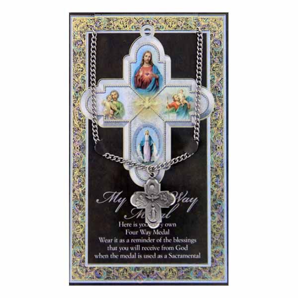 Four Way Pewter Medal 1-1/8" h 950-810 Pewter Four Way Medal Necklace