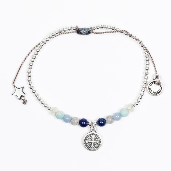 My Saint My Hero Family Virtues Bracelet Mixed Gemstone Silver-18046MX