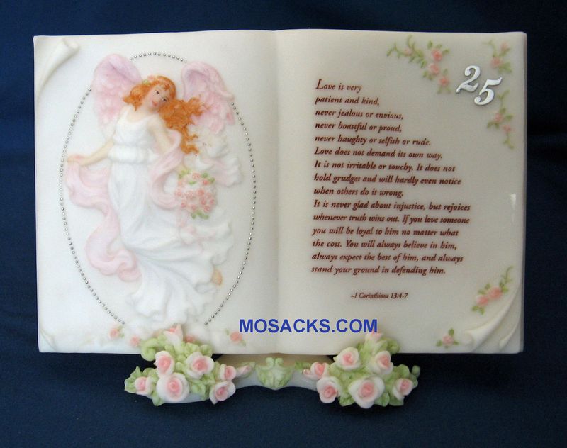 Seraphim Classics Angel 25th Anniversary "Harmony Bible" Plaque in an Open Bible Shape 81854