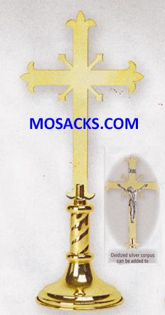 K Brand Ecclesiastical Brass Fleur-de-lis Altar Cross is 18" high with 5" base 14-K1139-AC  FREE SH…