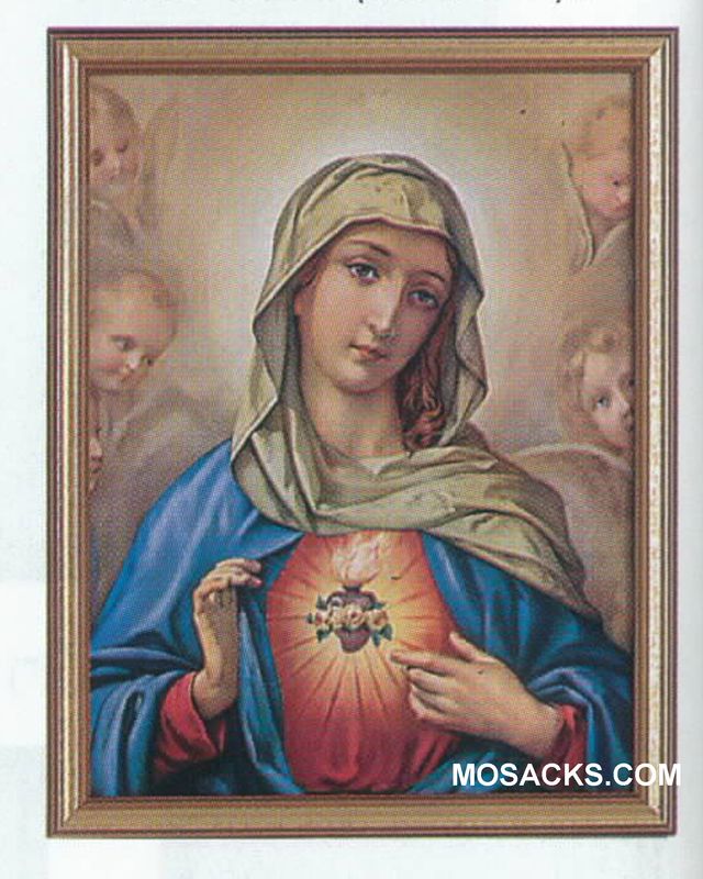 11" x 14" Immaculate Heart of Mary with Angels print in a 1" gold leaf frame 556-9353 Overall size …