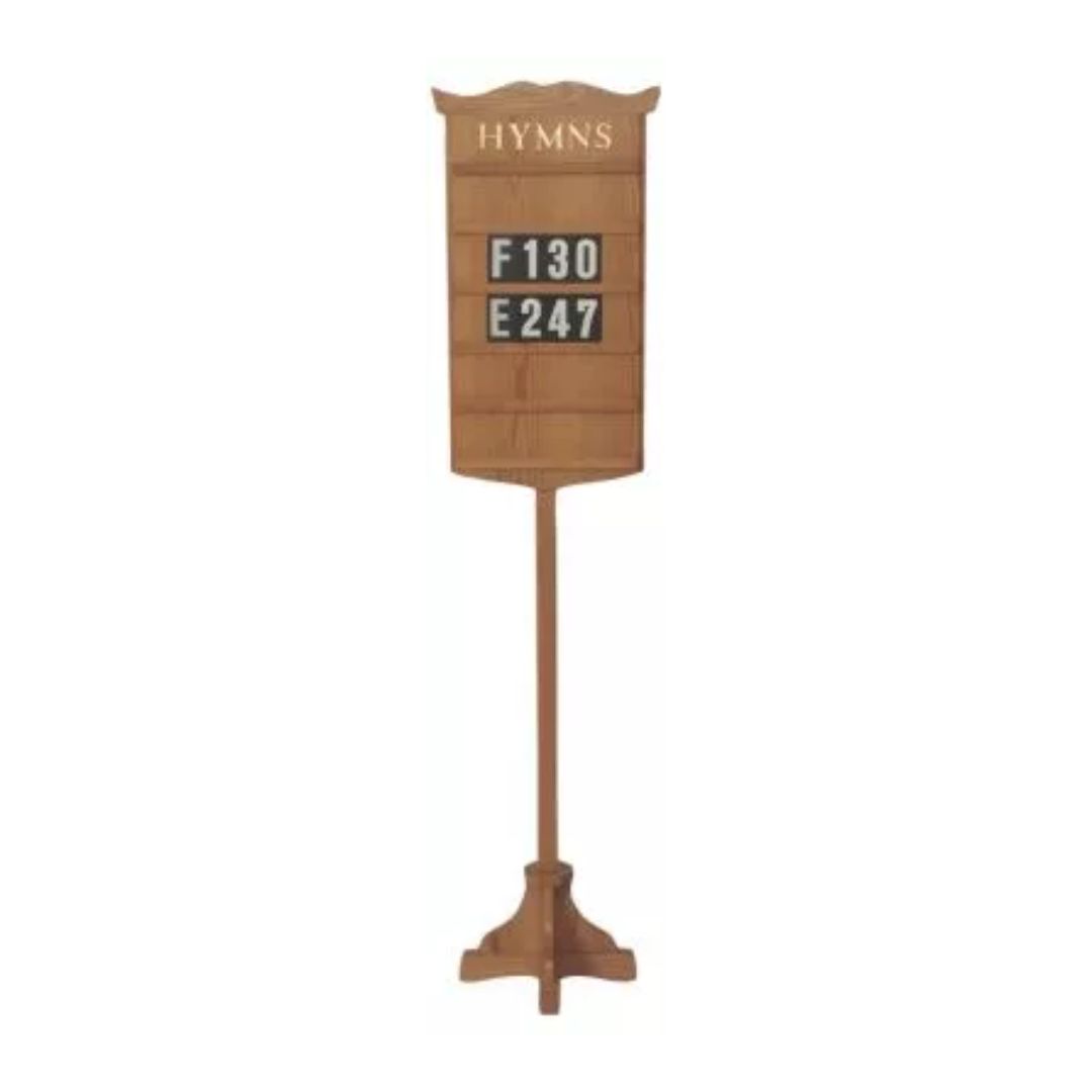 Wooden Hymn Board with Stand 16" w x 77" h 40-239 floor standing wood hymn board