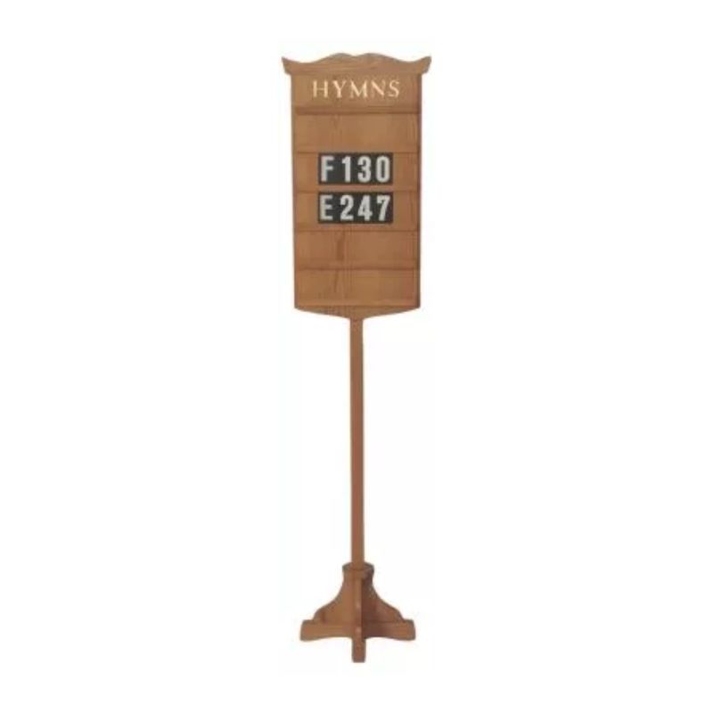 Wooden Hymn Board with Stand 16" w x 77" h 40-239 floor standing wood hymn board