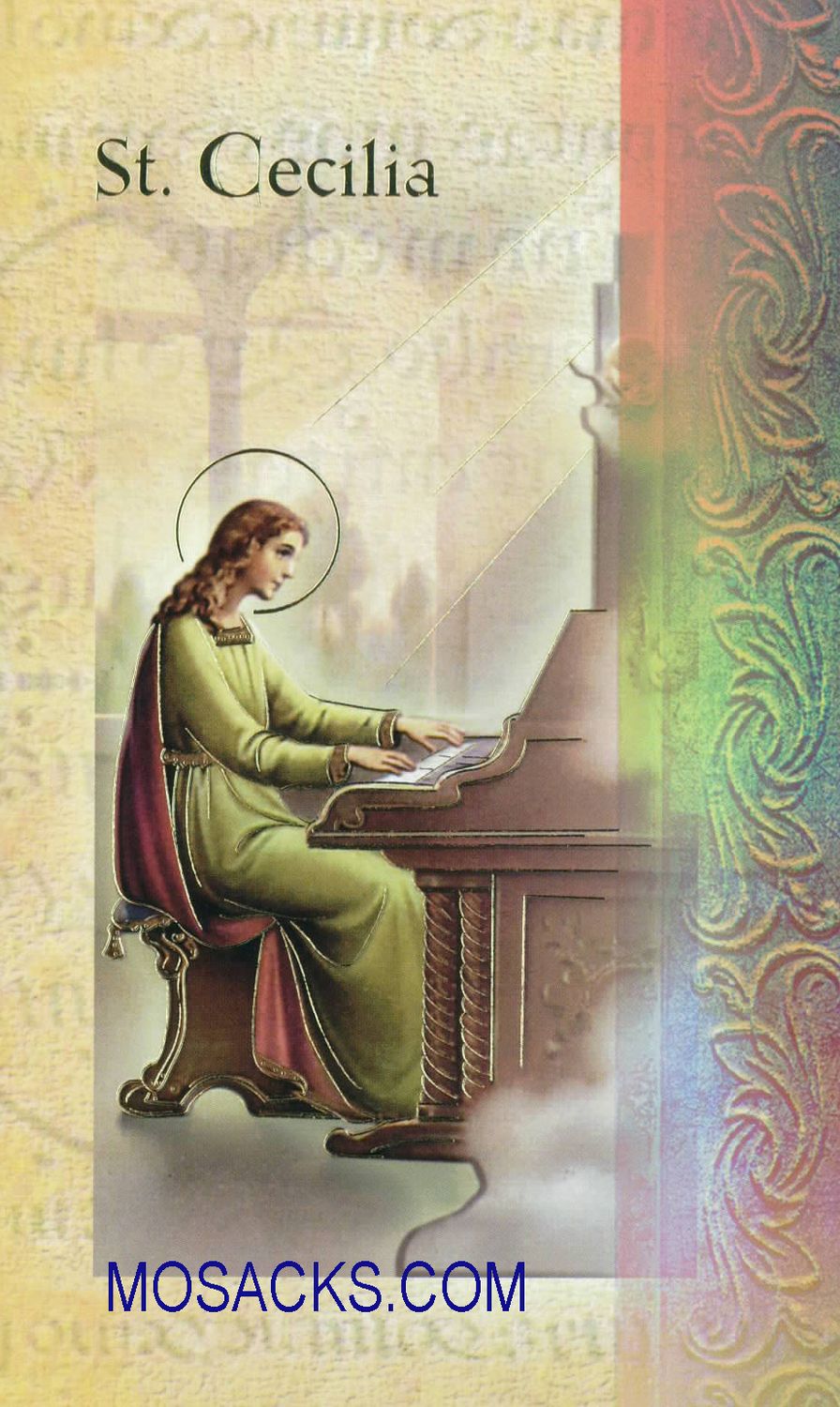 St. Cecilia, Laminated Bi-fold Holy Card, F5-420