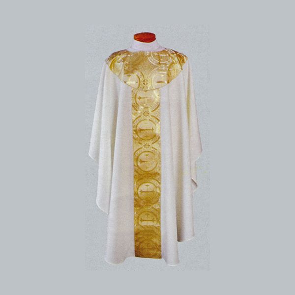 Beau Veste White Satin Gold Brocade Chasuble-2041