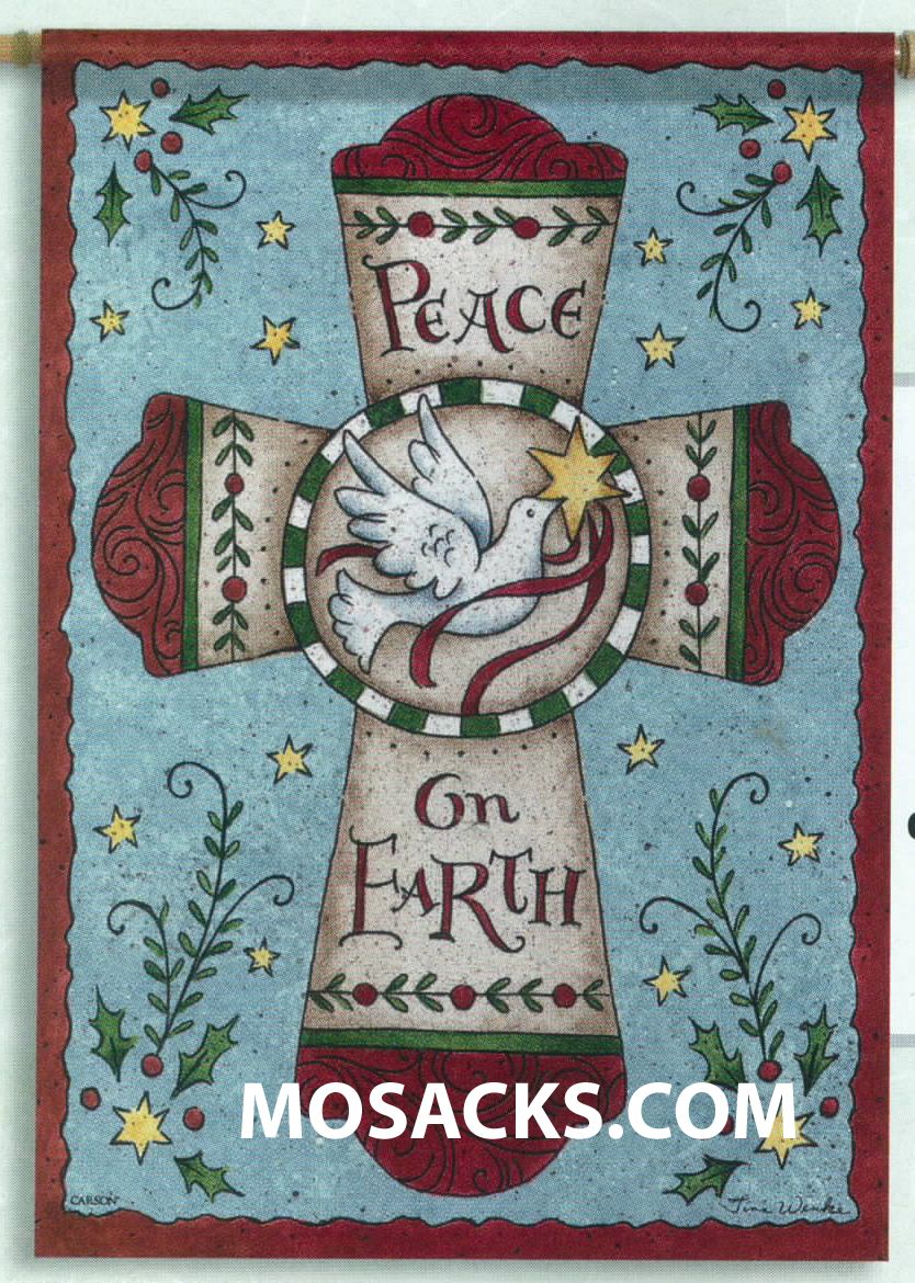 FlagTrends by Carson Peace On Earth Flag with Cross design on 28 x 40 Inch Double-Sided Flag 480-48…