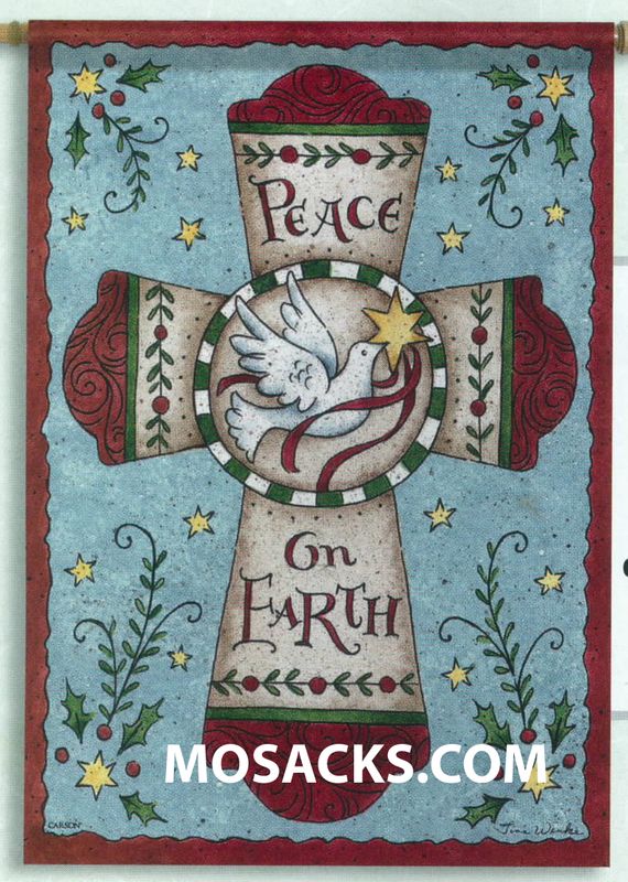 FlagTrends by Carson Peace On Earth Flag with Cross design on 28 x 40 Inch Double-Sided Flag 480-48…