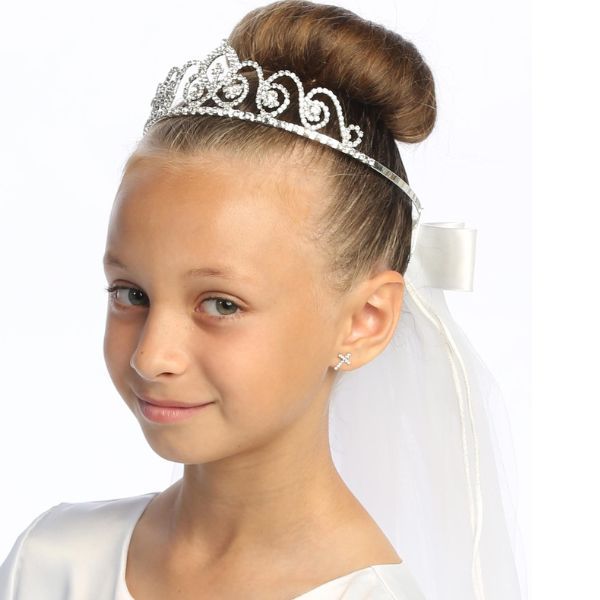 Communion Rhinestone Tiara &  24" Veil - T-425