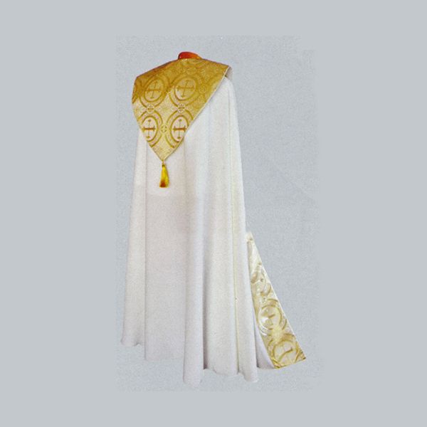 Beau Veste White Satin Gold Brocade Cope-2043