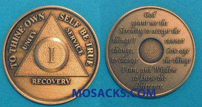 One Year Bronze Anniversary Recovery from Drug Addiciton Coin
