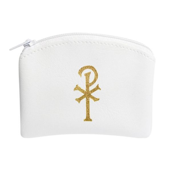 Rosary Case Chi Rho White Vinyl Zipper 64-83010WH