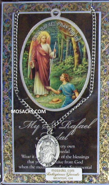 St. Raphael the Archangel necklace St. Raphael Pewter Medal 1-1/16" h  950-526
