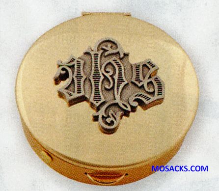 K Brand Pyx Brass Pewter IHS K121 Series K Brand Pyx in Brass with Pewter IHS design medallion K121Series