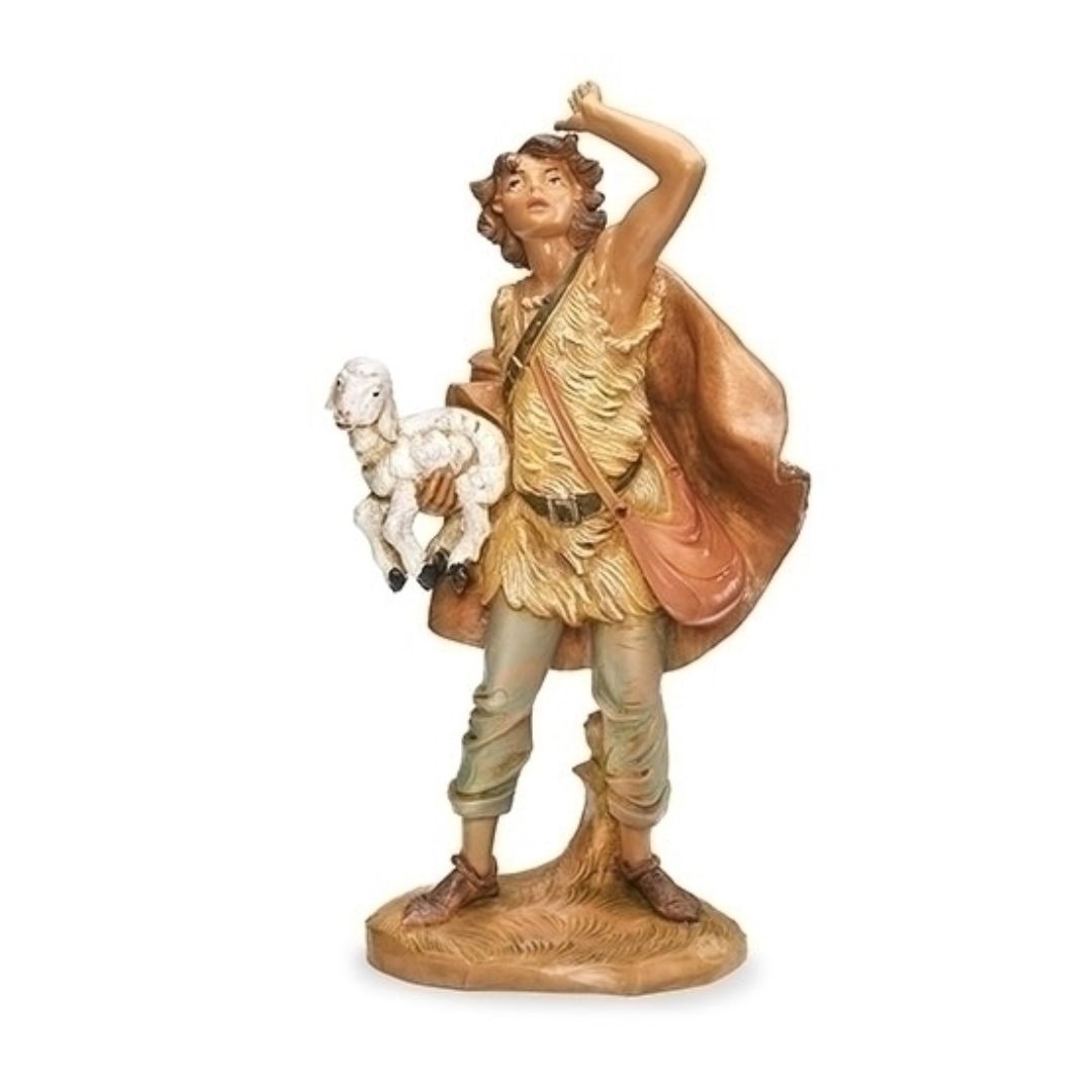 Fontanini Heirloom Nativity 7.5" scale Micah With Lamb-52858, Fontanini Shepherd
