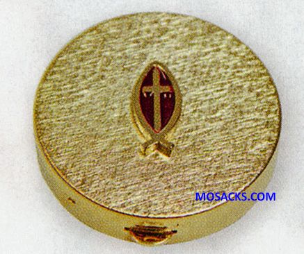 K Brand Pyx Gold Plated with Cross Fish design has 10 Host capacity K124-G