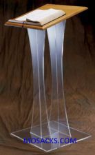 W Brand Acrylic Lectern w/wood top 20" w x 18" d x 43" h 40-3300W