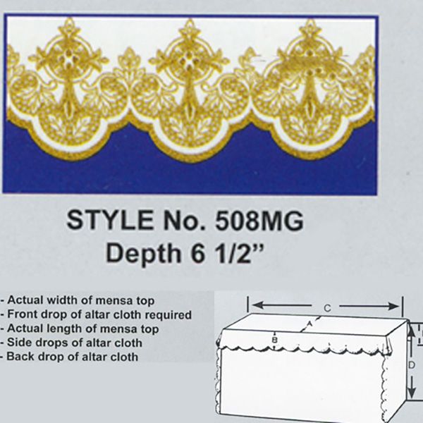 Embroidered Cross Polyester Altar Cloth Gold Metallic Lame-508MG