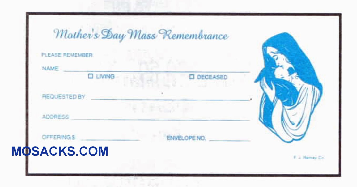 Mother's Day Mass Remembrance Envelope 6-1/4 x 3-1/8 #304-369