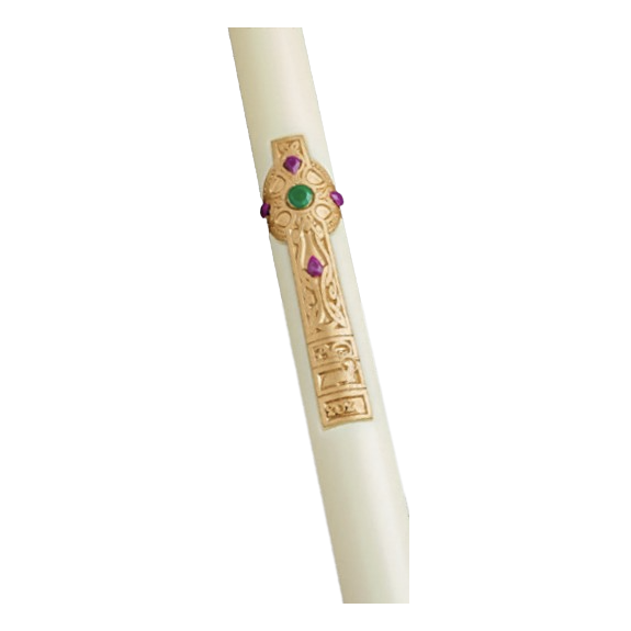 eximious¬Æ 51% Beeswax Paschal Candle Cross of Erin¬Æ by Cathedral Candle