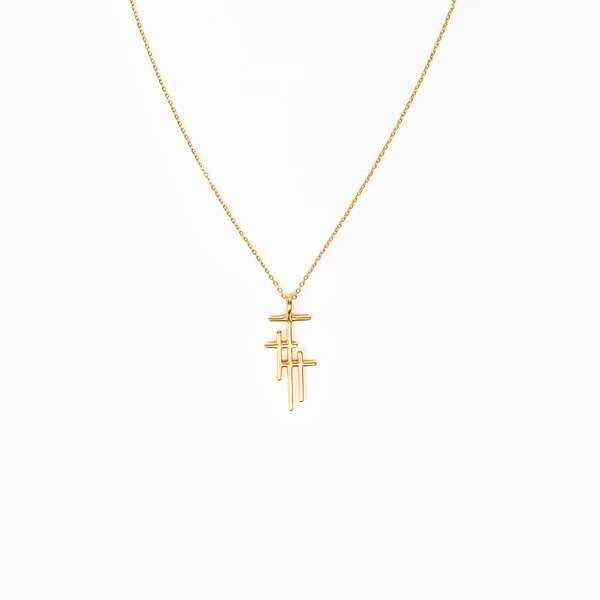 My Saint My Hero Faithful Light Three Cross Necklace Gold 34001GD