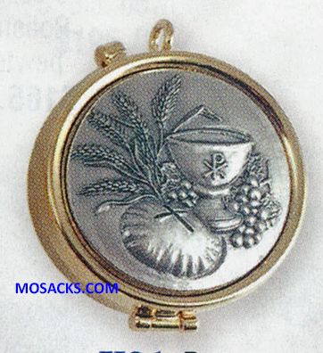 K Brand Pyx Gold Plate Eucharistic Symbols 7 Host capacity K91 K Brand Pyx Gold Plate Eucharistic Symbols 7 Host capacity-K91 Free Shipping on $100. Order