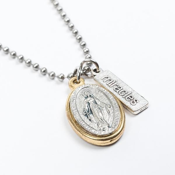 My Saint My Hero Oval Miraculous Medal Necklace Bead Ball-36050MX
