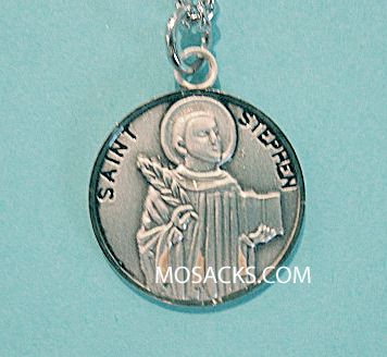 St. Stephen Sterling Silver Medal, 20 S Chain St. Stephen Sterling Medal w/20" S Chain