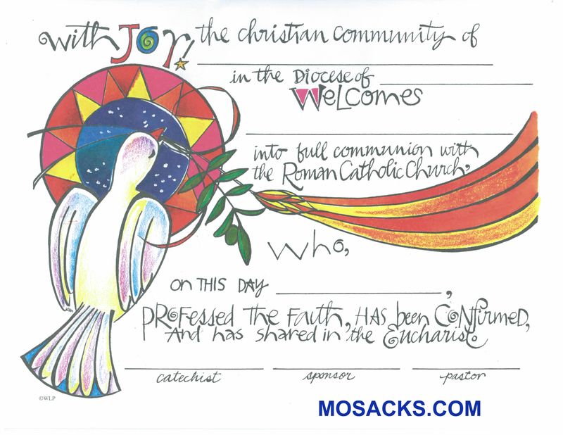 Full Communion RCIA Certificate 8.5" x 11" Full Color -WLP001067 with Envelope