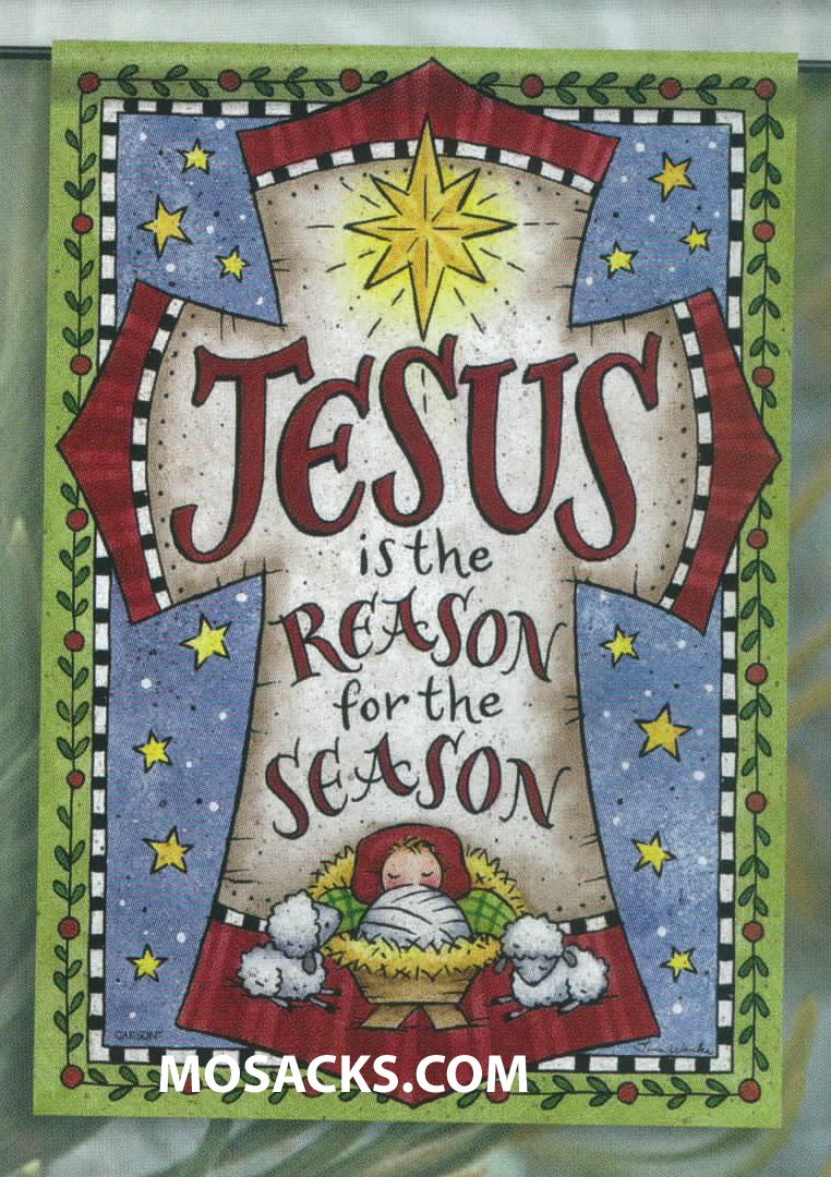 Flagtrends by Carson Jesus is the Reason for the Season Flag 13x18" Double Sided Christmas Garden F…
