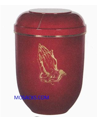 Memorial Urn Red Praying Hands 421-U-129 measures 10.5" High