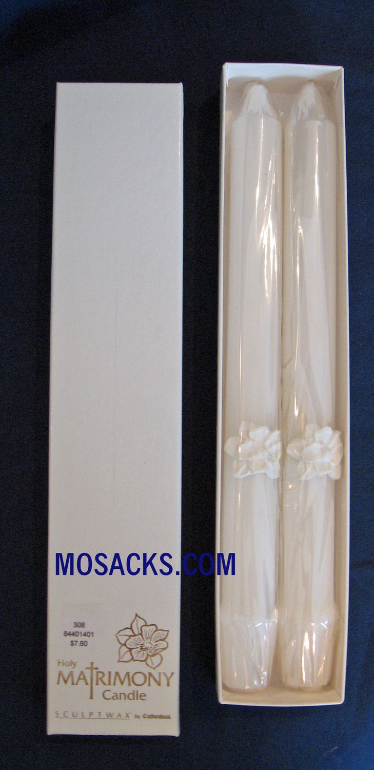 Holy Matrimony Silver and White Side Candle 2 piece box  84401401