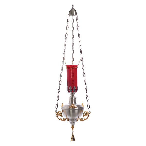 K Brand Hanging Sanctuary Lamp Soft Silver Plate 48 Inch-K663