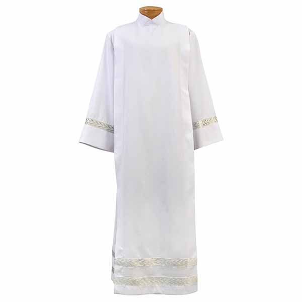 Beau Veste Alb #4331 with One Inch Silver Embroidered Bands