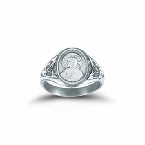 Ring Sacred Heart Sterling Silver Scapular Ring with O.L. of Mt. Carmel Sizes: 5-9 R4201