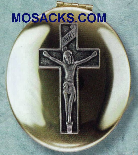 Pyx Polished Brass with Crucifix 15 Host Capacity-87008 Polished Brass Pyx Crucifix 15 Hos tCapacity-87008
