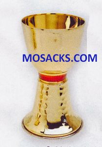Chalice - Gold Plated Chalice with Red Nodes is 6-1/2" H, 3-5/8" dia. Cup, 8 oz. cap. 14-K719 FREE …