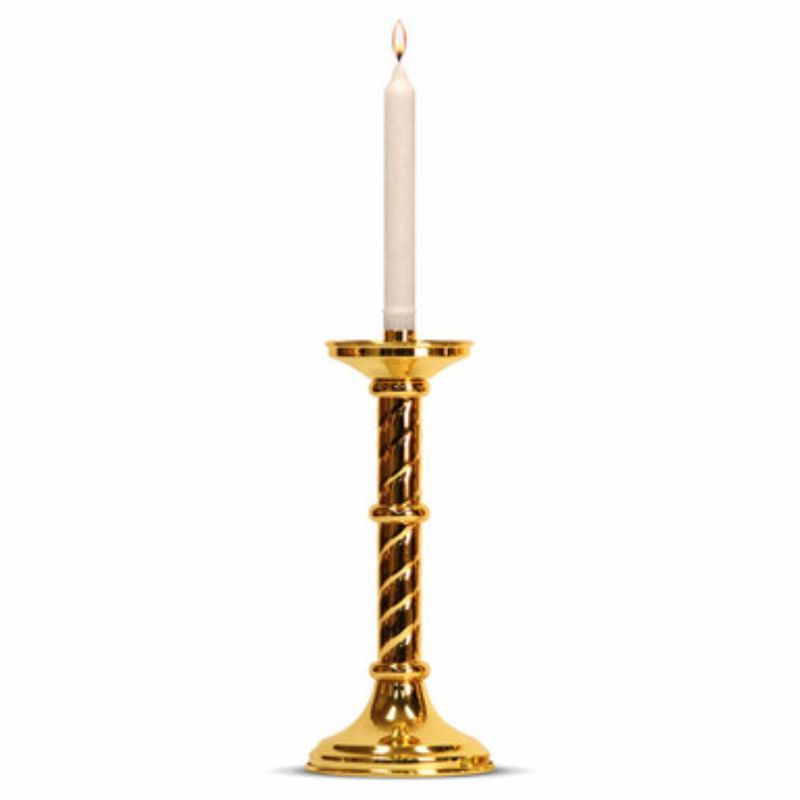 K Brand Ecclesiastical Brass Altar Candlestick is 12" high with 5" base and 7/8" Candle Socket 14-K…
