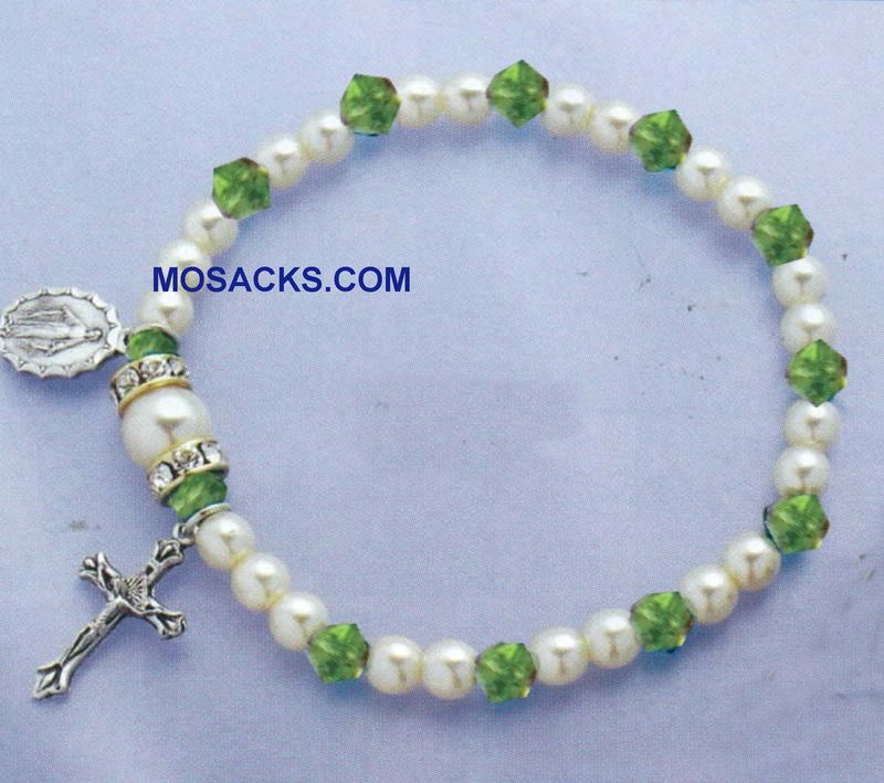 August Birthstone Rosary Stretch Bracelet Peridot ‚Äì 45280PD Peridot One Decade Rosary Bracelet fo…