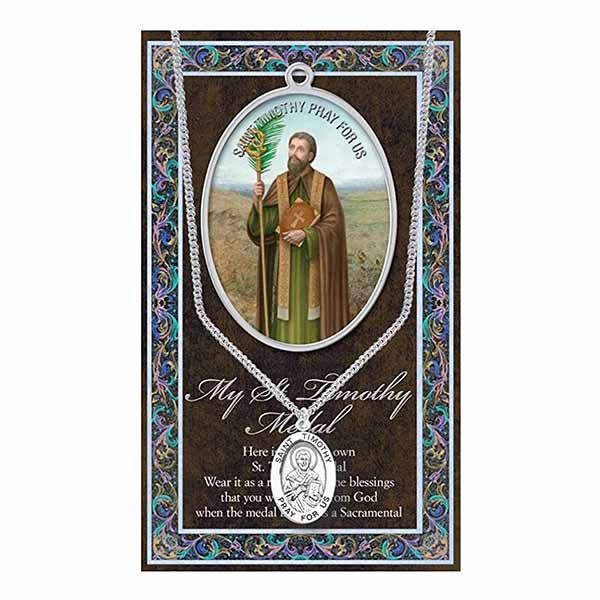 St. Timothy necklace St. Timothy Pewter Medal 1-1/16" h 950-554