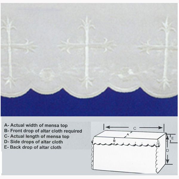 Beau Veste Embroidered Cross Polyester Altar Cloth White Silk Embroidery-8052