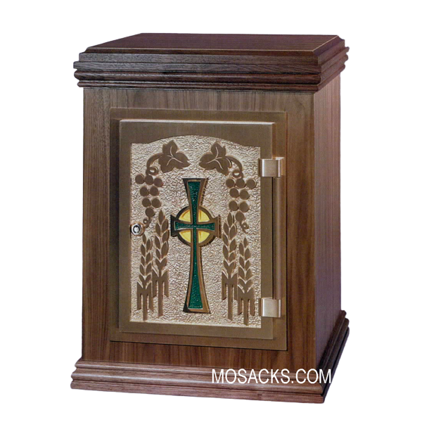 Tabernacle w/Walnut Case & Emerald Cross 36TAB50-WE