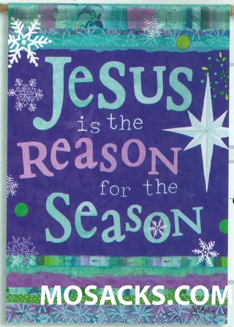 Flagtrends by Carson Christmas Flag Garden Glitter Double-Sided 13x18"  Flag Jesus is the Reason fo…