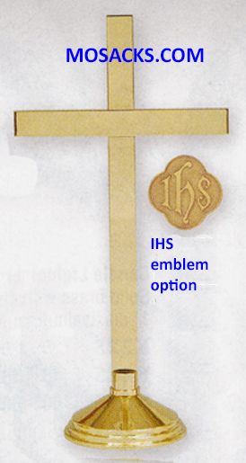 KBrand Ecclesiastical Brass Highly Polished Cross 24" high 7" base 14-K481 With or without IHS Embl…